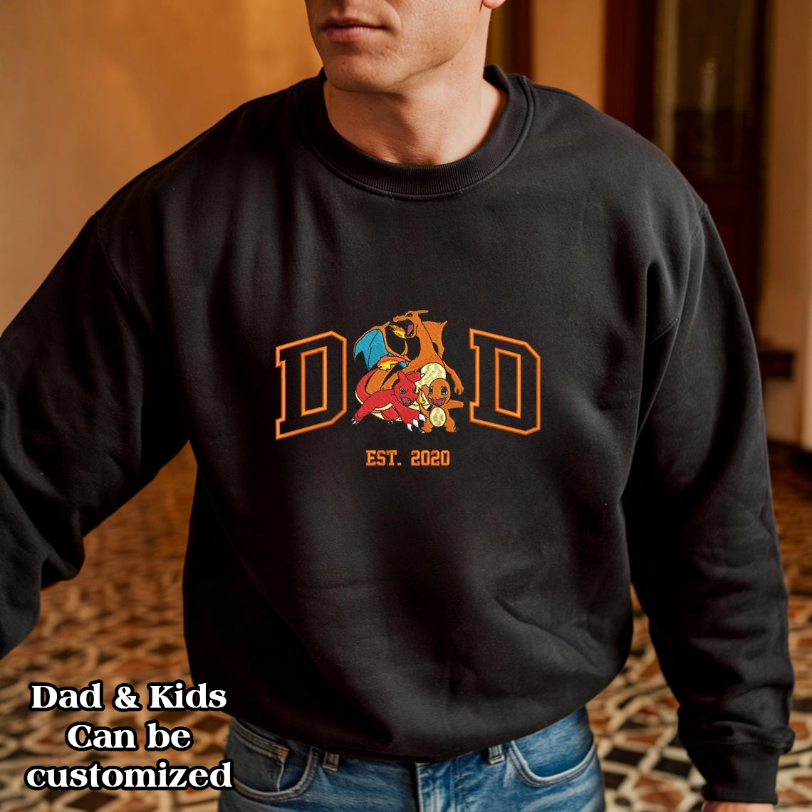 Embroidered PKM Characters Mom Dad Mother's Day Father's Day Gift Hoodie Sweatshirt T-Shirt