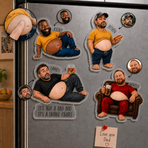 Funny Upload Face Gift For Dad Bod, Husband, Boss, Coworkers - Personalized Fridge Magnet