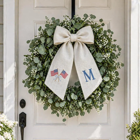 Embroidered Personalized USA Flag Wreath Sash