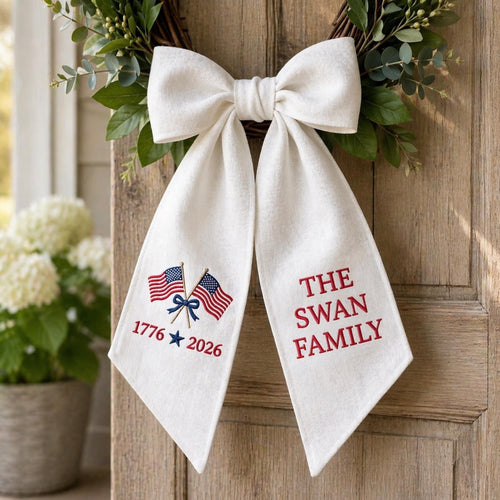 Embroidered 4th of July Wreath American Flag Door Decor Sash