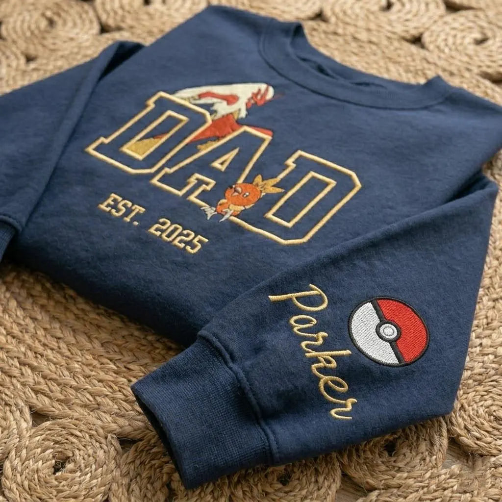 Embroidered PKM Characters Mom Dad Mother's Day Father's Day Gift Hoodie Sweatshirt T-Shirt