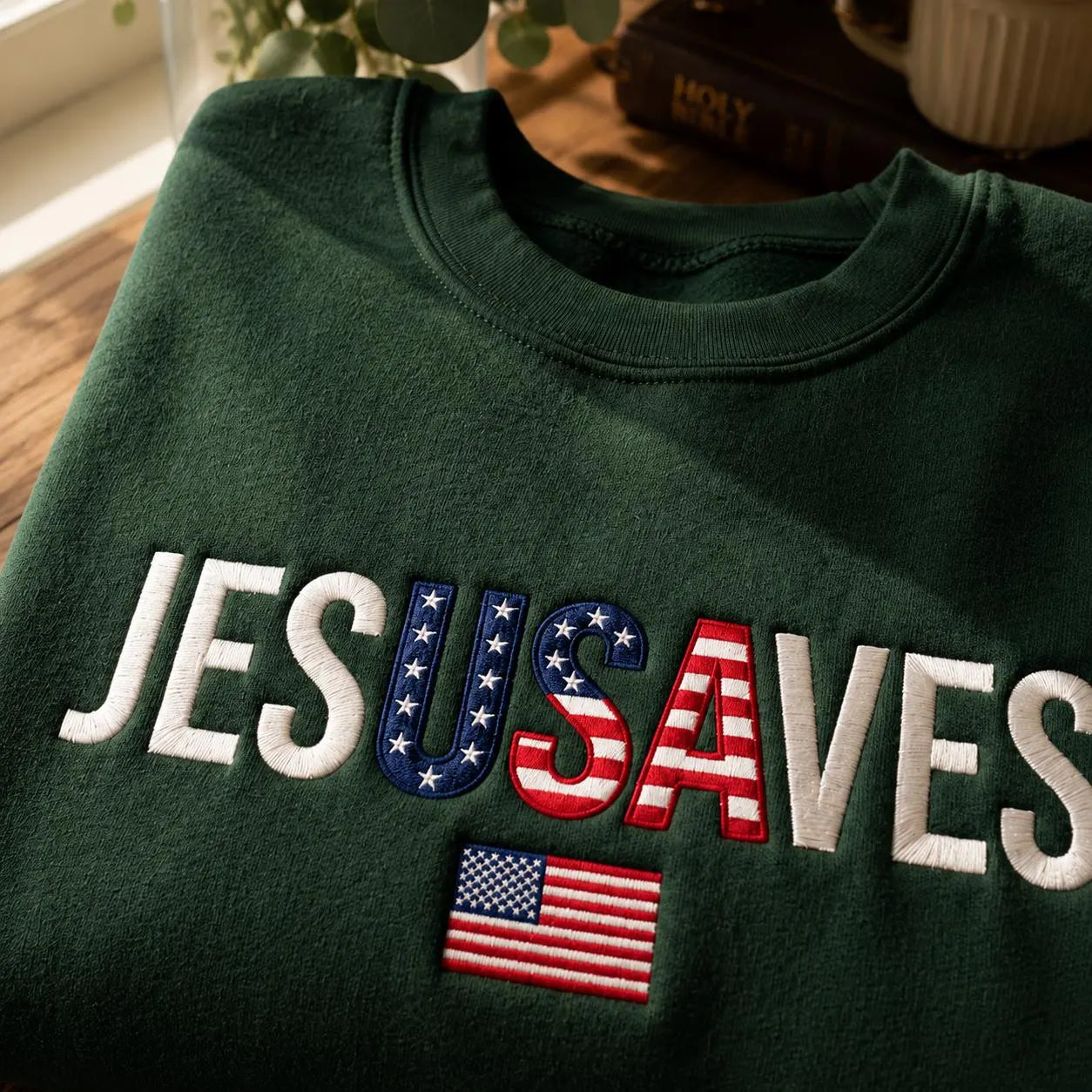 Jesus Saves Patriotic Faith Christian 4th of July Religious Gift T-Shirt Sweatshirt Hoodie Quarter-Zip Sweatshirt