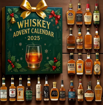 Whiskey Advent Calendar Blind Box 2025: 24 Liquor Acrylic Whiskey Bottle Christmas Tree Ornaments