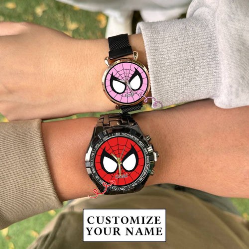 Custom Spider Matching Couple Watches – Personalized Name Edition
