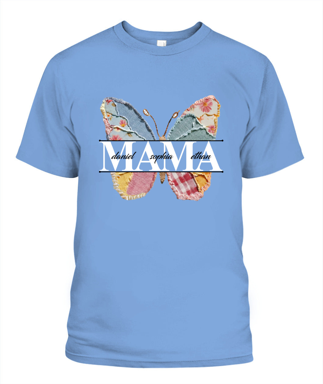 Personalized Butterfly Mama Grandma Nana Custom  Faux 3D Patchwork T-Shirt Hoodie Sweatshirt