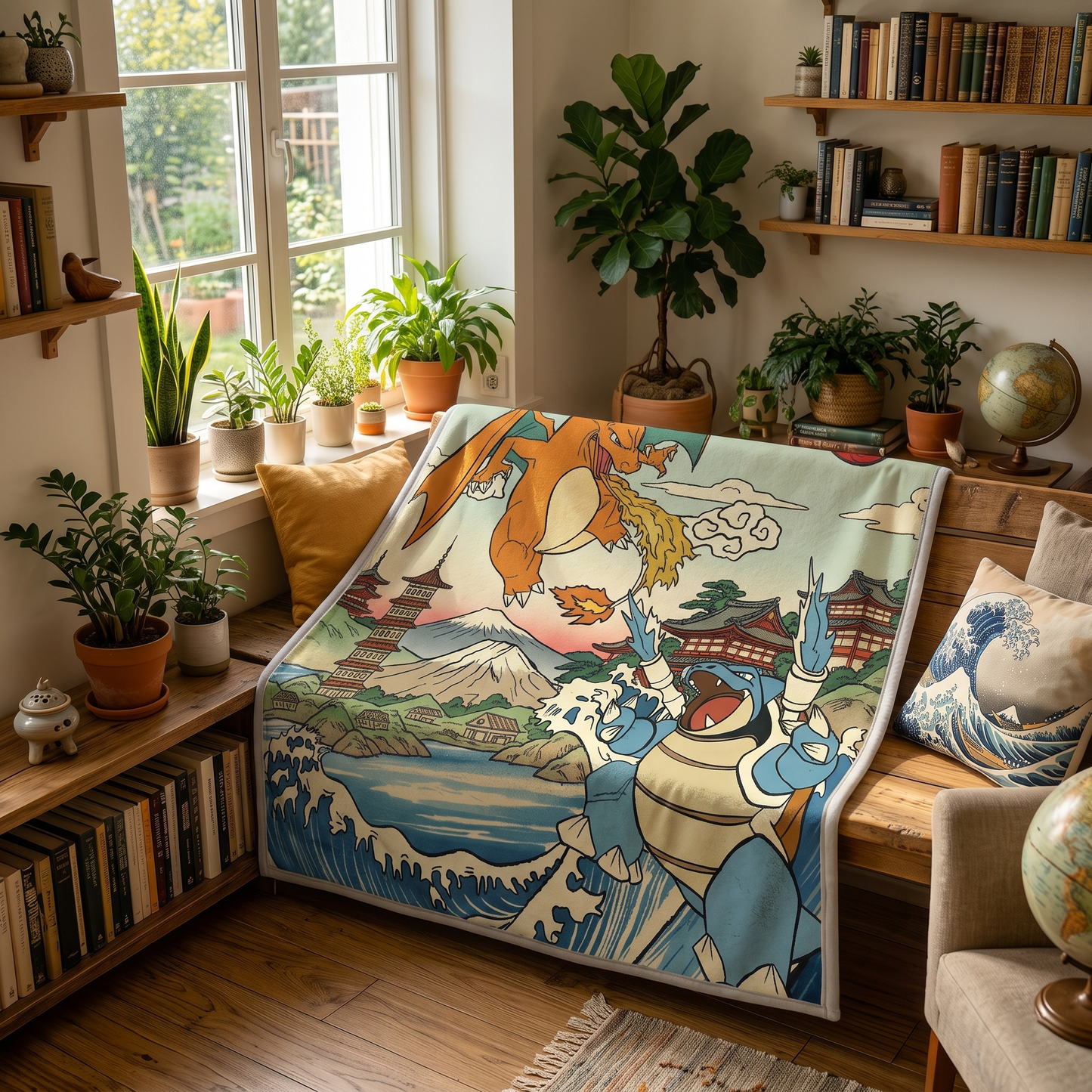 PKM Charizard & Blastoise Custom Fleece Blanket