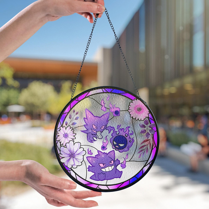 PKM Gastly Haunter Gengar Stained Glass Suncatcher