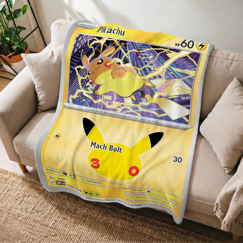 PKM Pikachu 30th Anniversary Custom Fleece Blanket