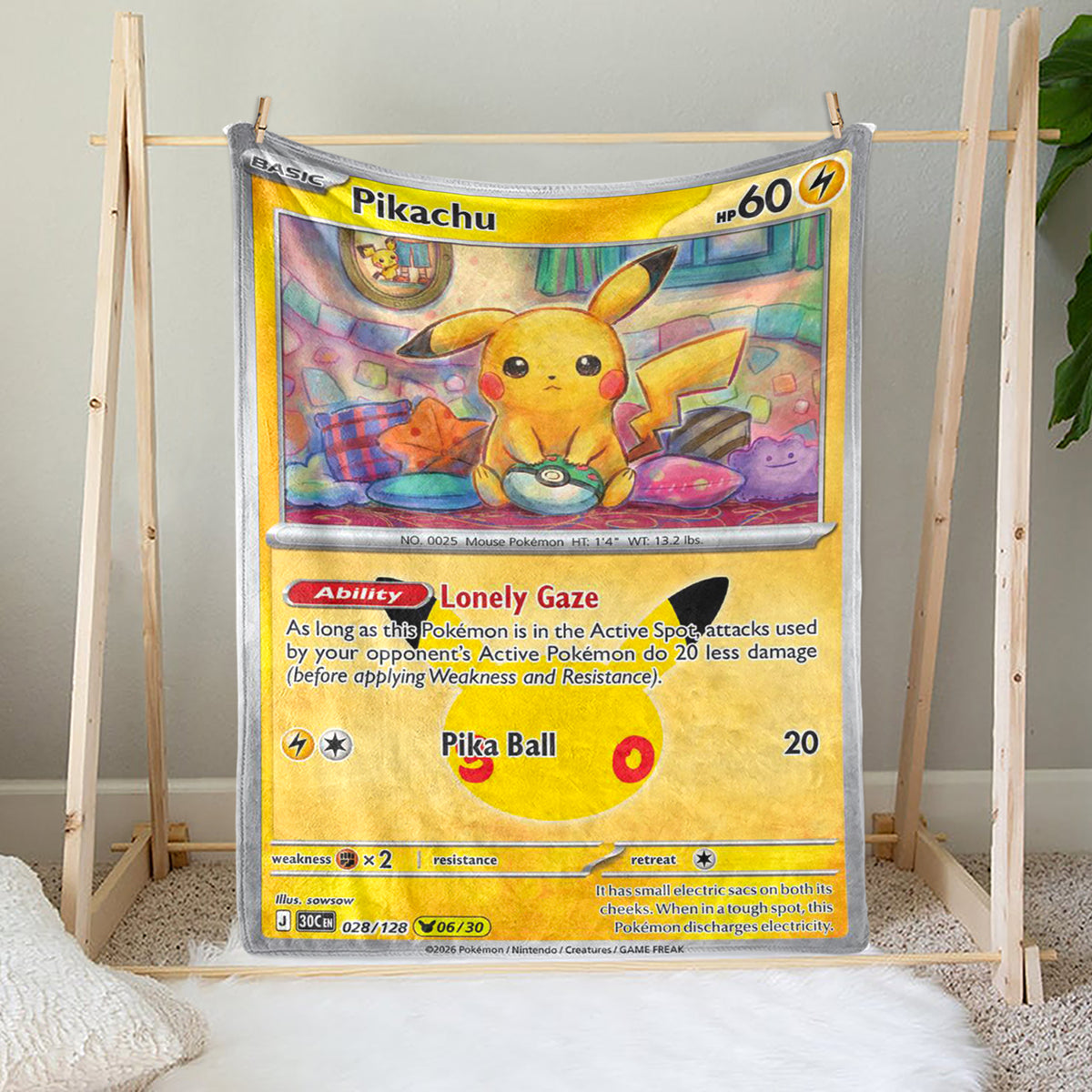 PKM Pikachu 30th Anniversary Custom Fleece Blanket