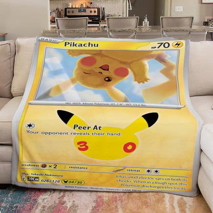 PKM Pikachu 30th Anniversary Custom Fleece Blanket