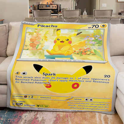 PKM Pikachu 30th Anniversary Custom Fleece Blanket