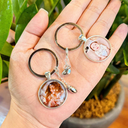 Set 2PCS Keychain Custom Family Photo Personalized Keychain