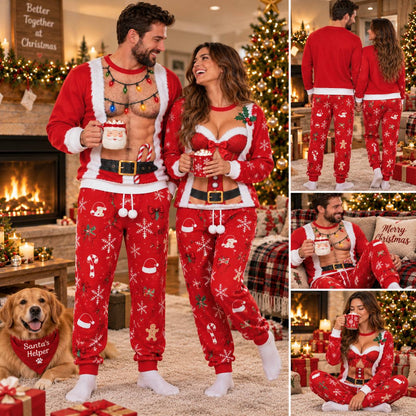 Christmas Funny Santa Claus & Mrs.Claus Sweatshirt And Sweatpants Set