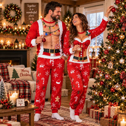 Christmas Funny Santa Claus & Mrs.Claus Sweatshirt And Sweatpants Set