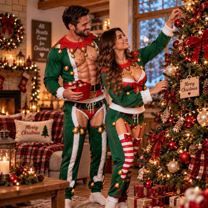 Christmas Funny Mr & Mrs Elf Sweatshirt And Sweatpants Set