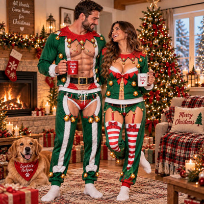 Christmas Funny Mr & Mrs Elf Sweatshirt And Sweatpants Set