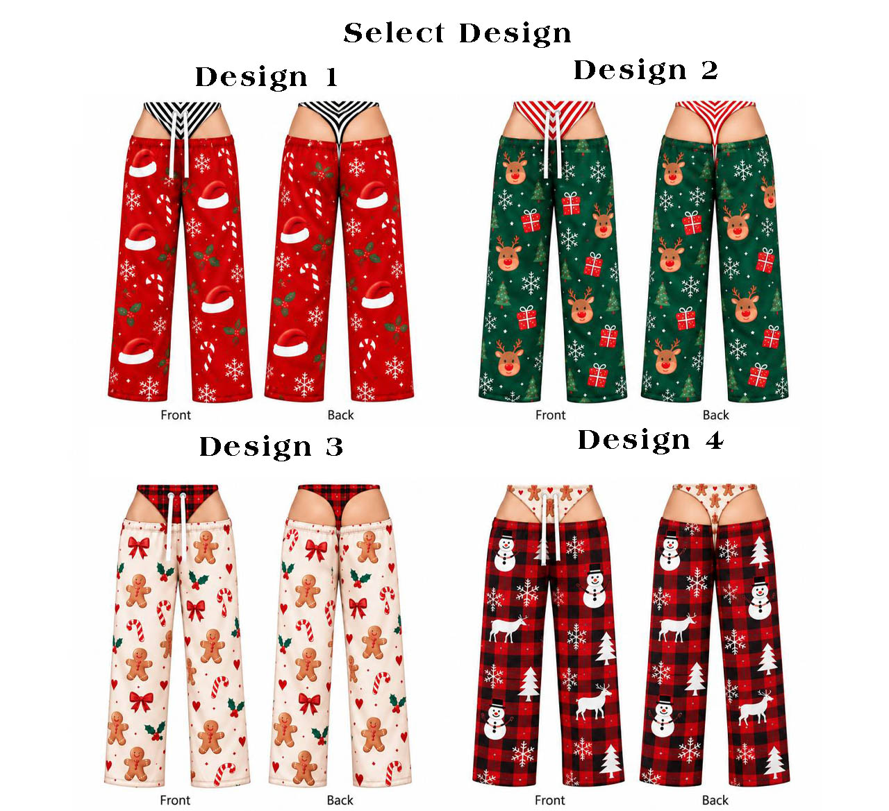 Christmas Funny Women's Wide Leg Straight Pants with Pockets