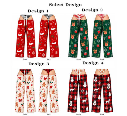 Christmas Funny Women's Wide Leg Straight Pants with Pockets