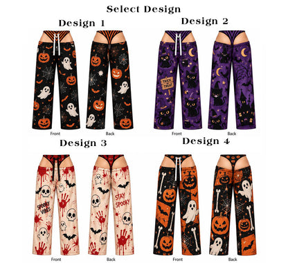 Halloween Funny Women's Wide Leg Straight Pants with Pockets