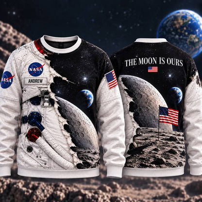 Personalized Your Name The Moon Is Ours AOP T-Shirt Sweatshirt Hoodie