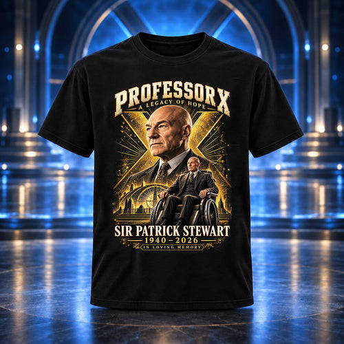 Professor X Tribute Hoodie, Black Graphic Pullover