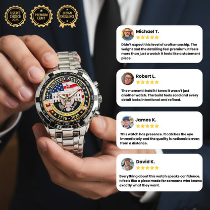 US 250 Years Of Freedom Stainless Steel Watch