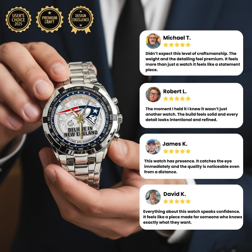 New England Patriots Champions Stainless Steel Watch