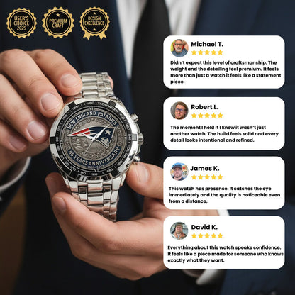 New England Patriots 65th Anniversary Stainless Steel Watch