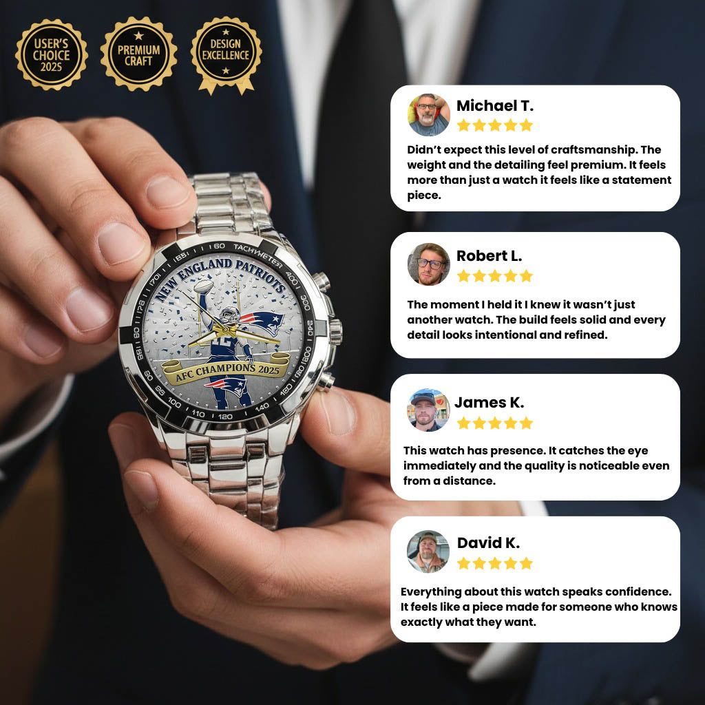 New England Patriots AFC Champions 2026 Stainless Steel Watch