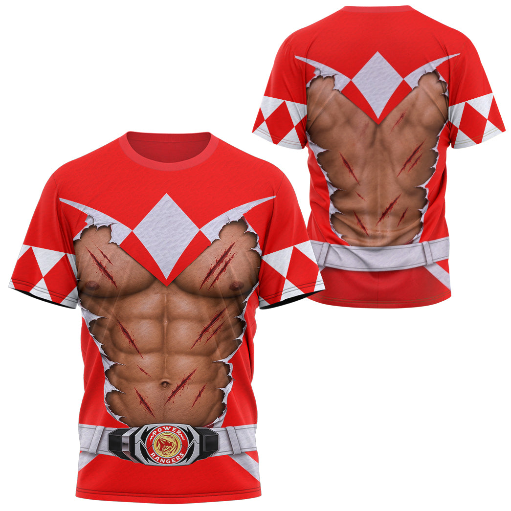 Mighty Morphin Power Rangers Six-Pack Abs T-Shirt Sweatshirt Hoodie Sweatpants