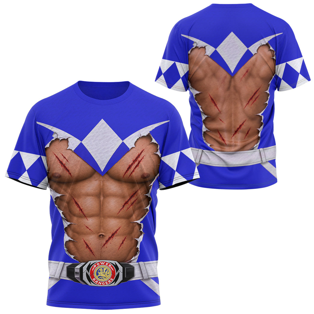 Mighty Morphin Power Rangers Blue Ranger Six-Pack Abs T-Shirt Sweatshirt Hoodie Sweatpants