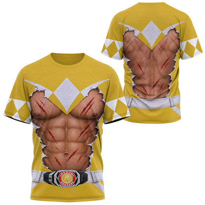 Mighty Morphin Power Rangers Yellow Ranger Six-Pack Abs T-Shirt Sweatshirt Hoodie Sweatpants