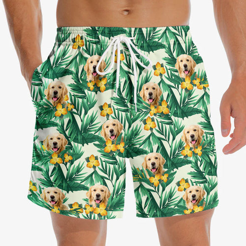 Custom Photo Summer By The Sea - Dog & Cat Personalized Custom Tropical Hawaiian Aloha Men Beach Shorts