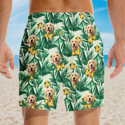 Custom Photo Summer By The Sea - Dog & Cat Personalized Custom Tropical Hawaiian Aloha Men Beach Shorts