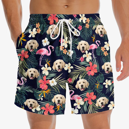 Custom Photo Dose Of Vitamin Sea - Dog & Cat Personalized Custom Tropical Hawaiian Aloha Men Beach Shorts