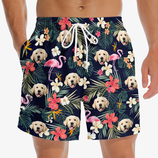 Custom Photo Dose Of Vitamin Sea - Dog & Cat Personalized Custom Tropical Hawaiian Aloha Men Beach Shorts