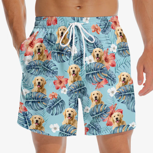 Custom Photo We All Need Vitamin Sea - Dog & Cat Personalized Custom Tropical Hawaiian Aloha Men Beach Shorts