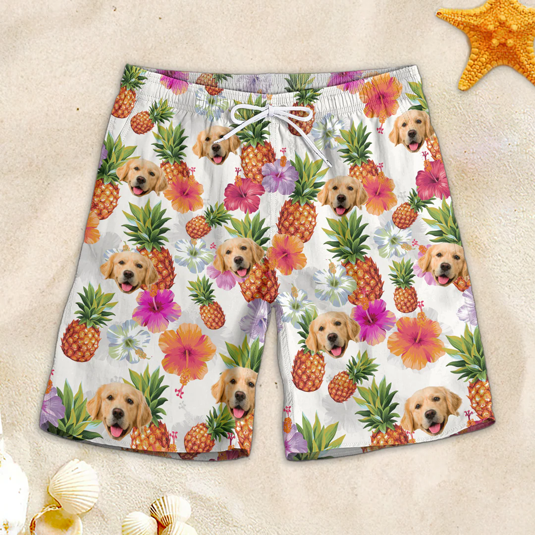 Custom Photo Let's Go To The Beach - Dog & Cat Personalized Custom Tropical Hawaiian Aloha Men Beach Shorts