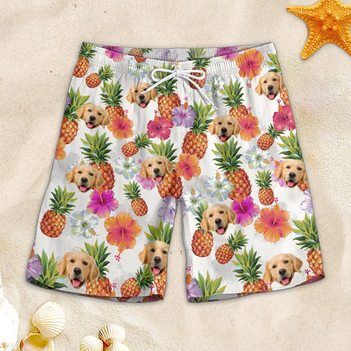 Custom Photo Let's Go To The Beach - Dog & Cat Personalized Custom Tropical Hawaiian Aloha Men Beach Shorts