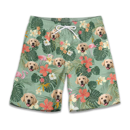 Custom Photo Dose Of Vitamin Sea - Dog & Cat Personalized Custom Tropical Hawaiian Aloha Men Beach Shorts