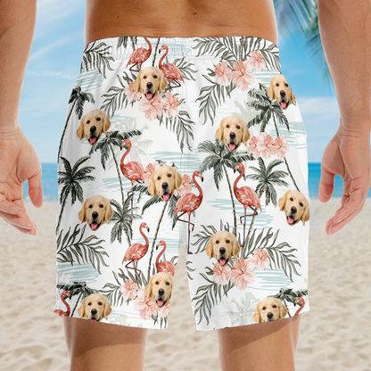 Custom Photo Let's Go To The Beach - Dog & Cat Personalized Custom Tropical Hawaiian Aloha Men Beach Shorts
