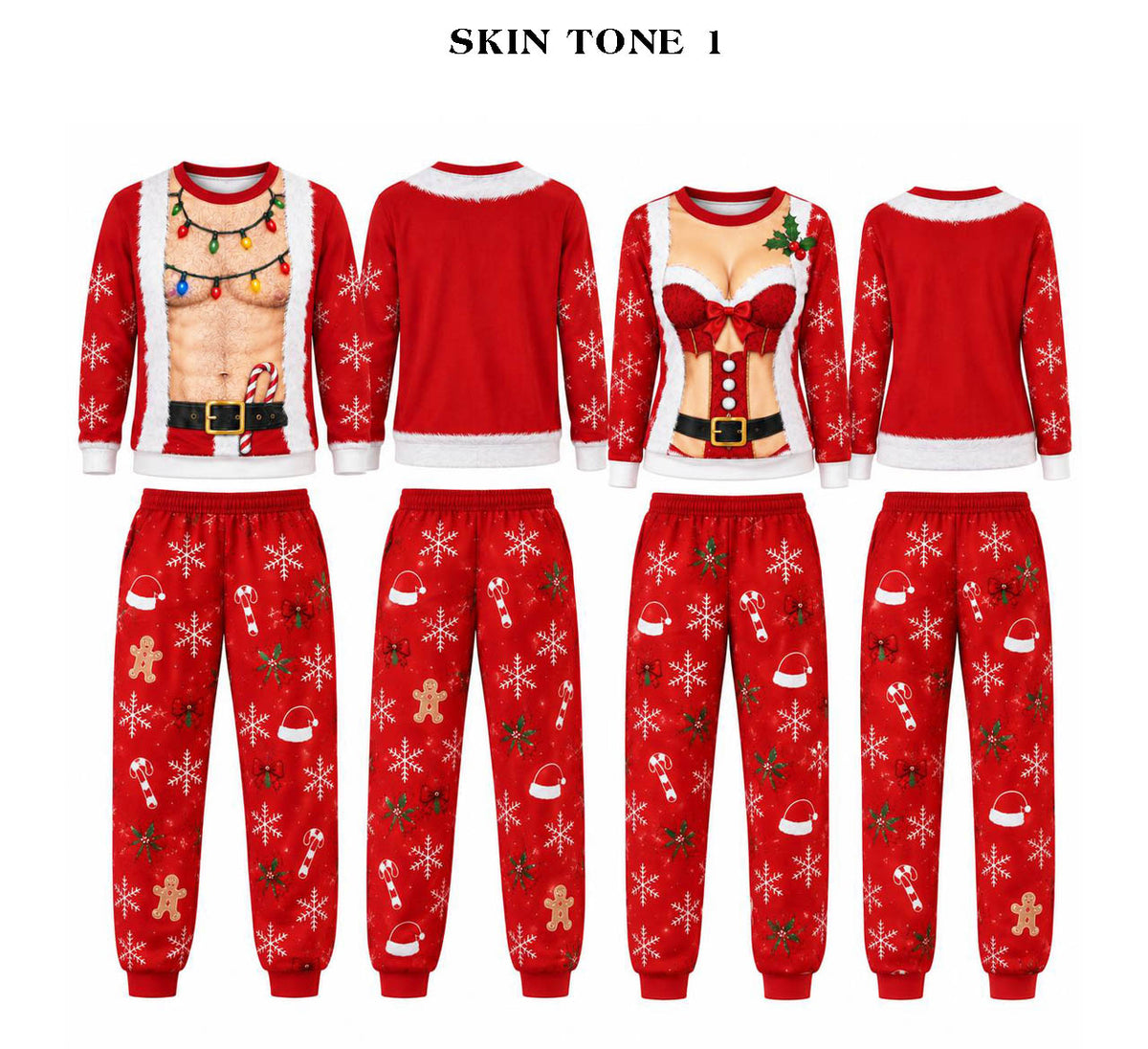 Christmas Funny Santa Claus & Mrs.Claus Sweatshirt And Sweatpants Set