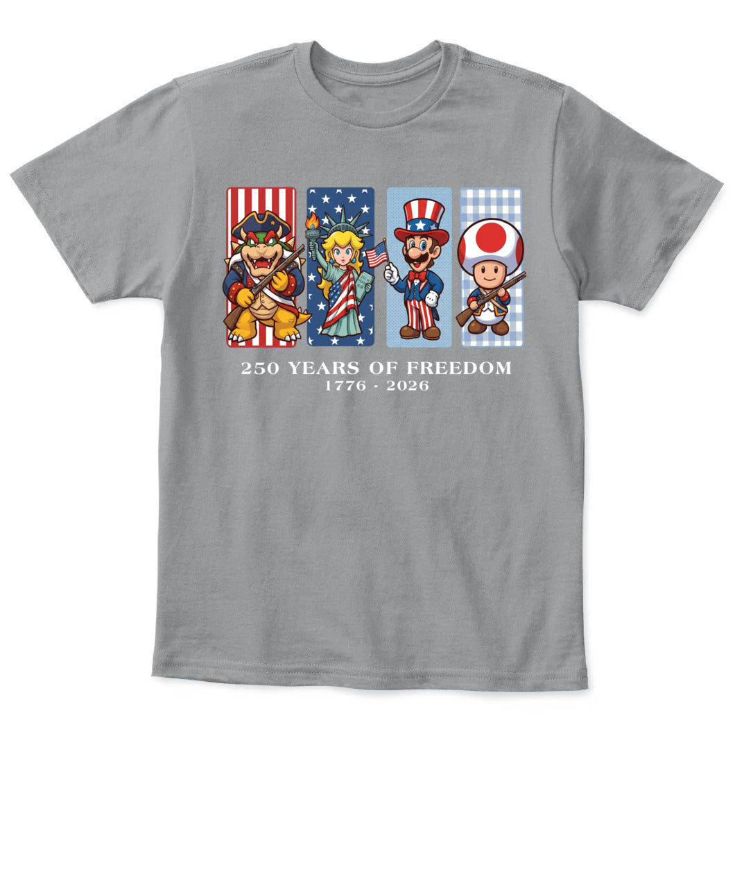 Mario 250 Years of Freedom 1776–2026 Patriotic Printed Graphic Hoodie Sweatshirt T-Shirt