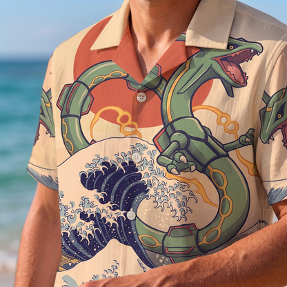 PKM Rayquaza Japanese Style Hawaiian Shirt & Shorts