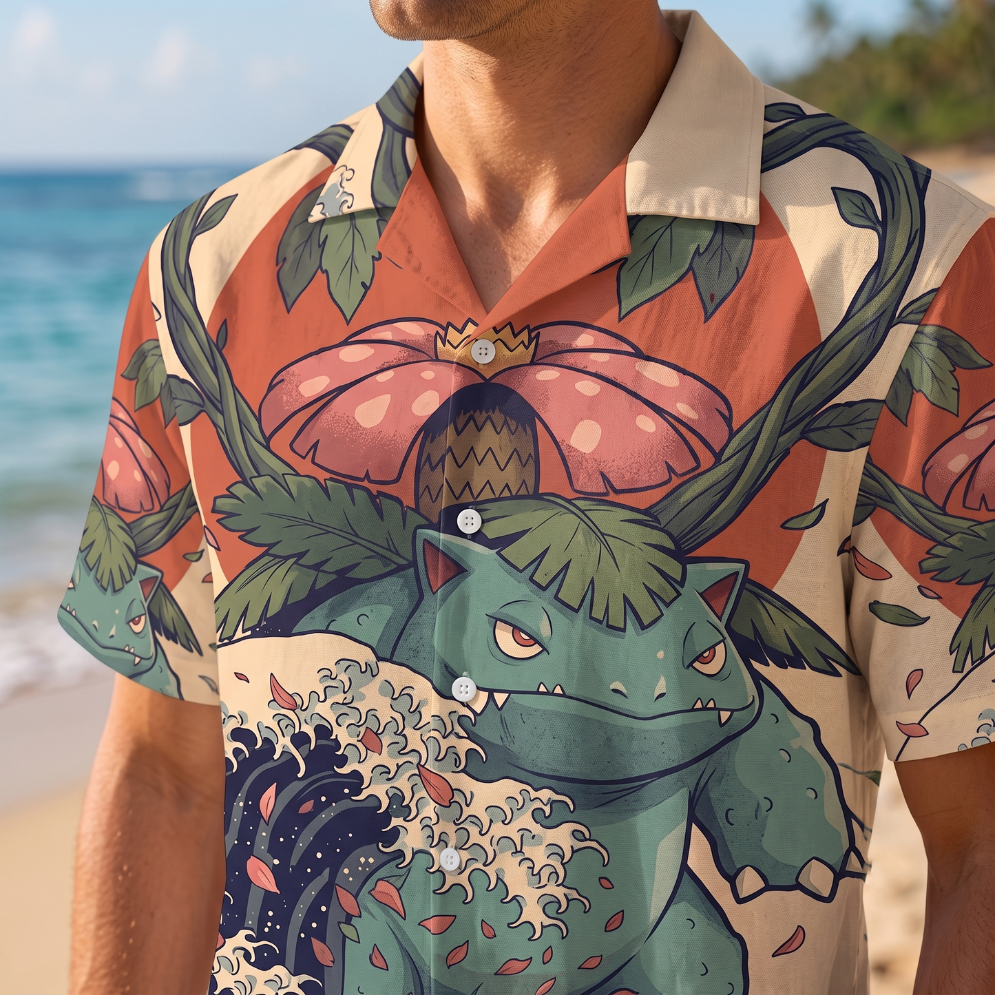 PKM Venusaur Japanese Style Hawaiian Shirt & Shorts