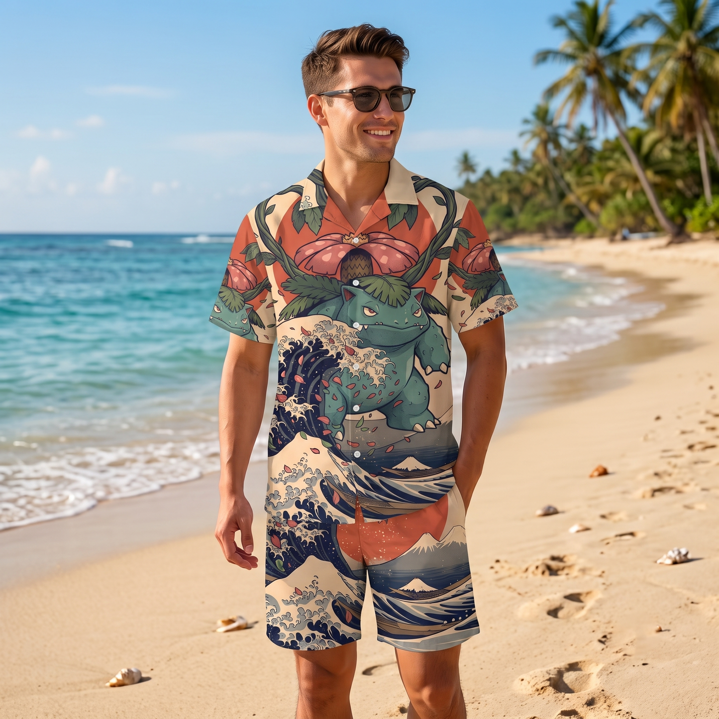 PKM Venusaur Japanese Style Hawaiian Shirt & Shorts