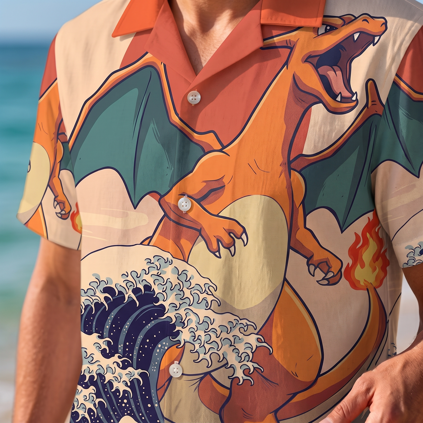 PKM Charizard Japanese Style Hawaiian Shirt & Shorts