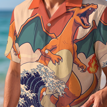 PKM Charizard Japanese Style Hawaiian Shirt & Shorts