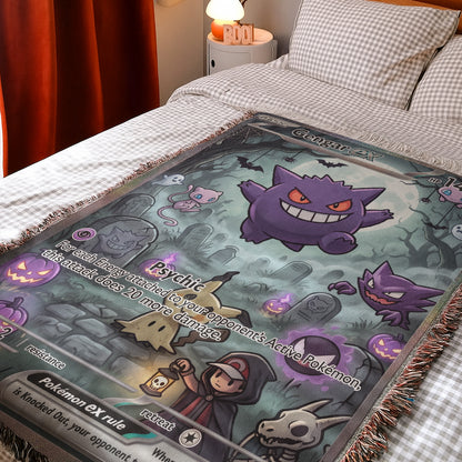 PKM Gengar Halloween Custom Woven Blanket