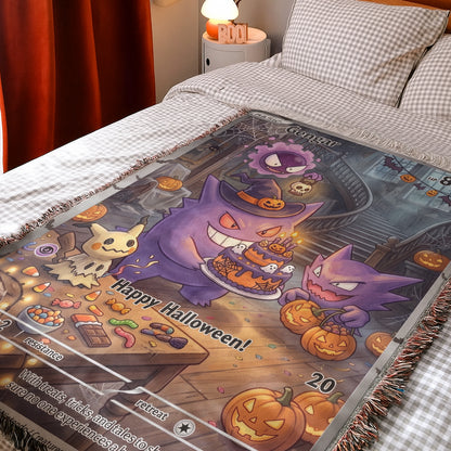 PKM Gengar Evolution Halloween Custom Woven Blanket